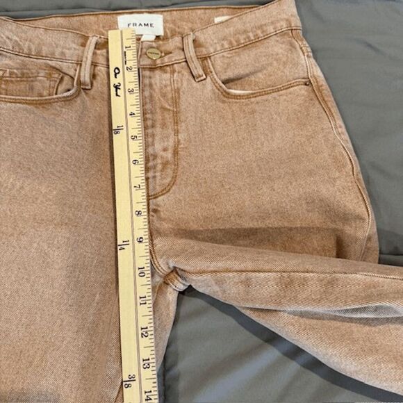 FRAME Le Sylvie Slender Straight Jeans in Sand Wash Rusty Tan Size 26 - Picture 11 of 13